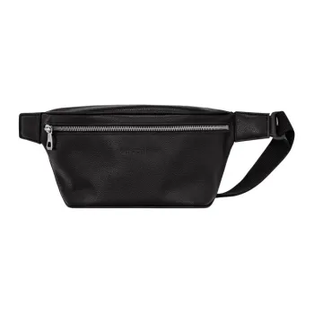 LONGCHAMP Le Foulonné Cow Leather One Shoulder Crossbody Fanny Pack Men's Black