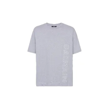 BALMAIN Logo embroidered Organic cotton T shirt