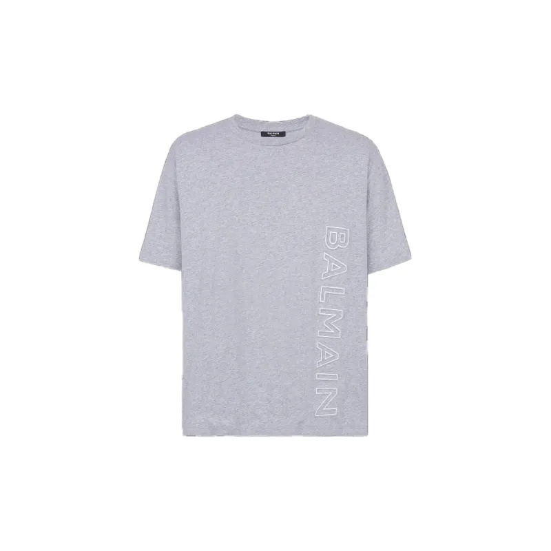 BALMAIN Logo embroidered Organic cotton T shirt-0