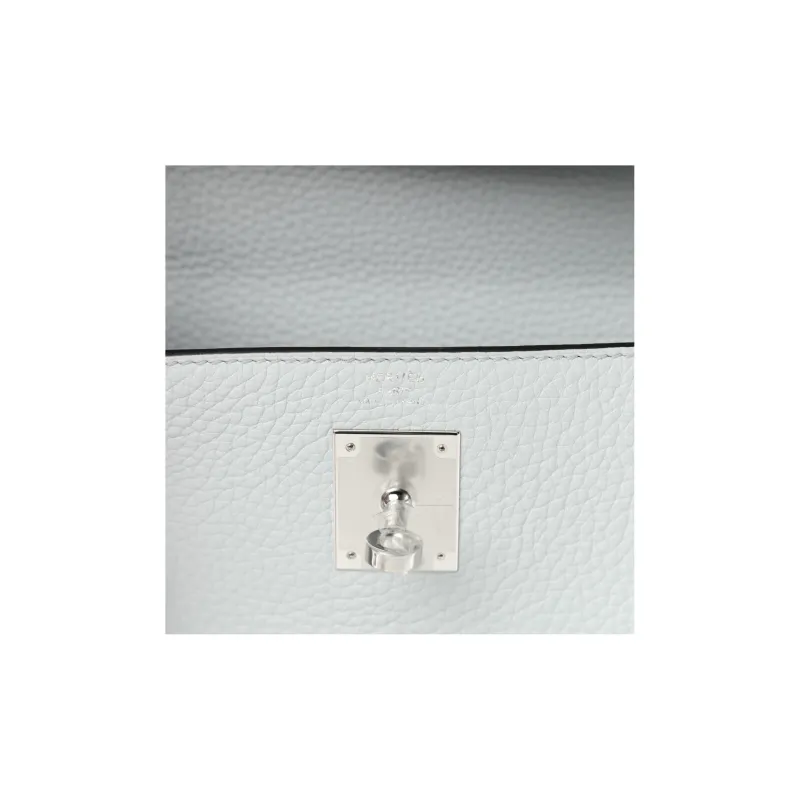 HERMES Kelly Taurillon Clemence Leather Kelly Bag Handbags Regular Women's 08 Pale Blue Holy Grail Blue-4