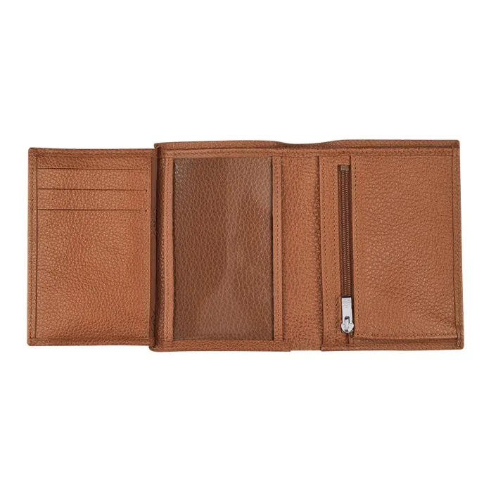 LONGCHAMP Le Foulonné Cow Leather Wallet Men's Brown-1
