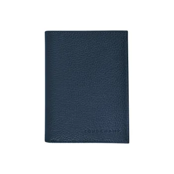 LONGCHAMP Le Foulonné Cow Leather Wallet Men's Marine Blue