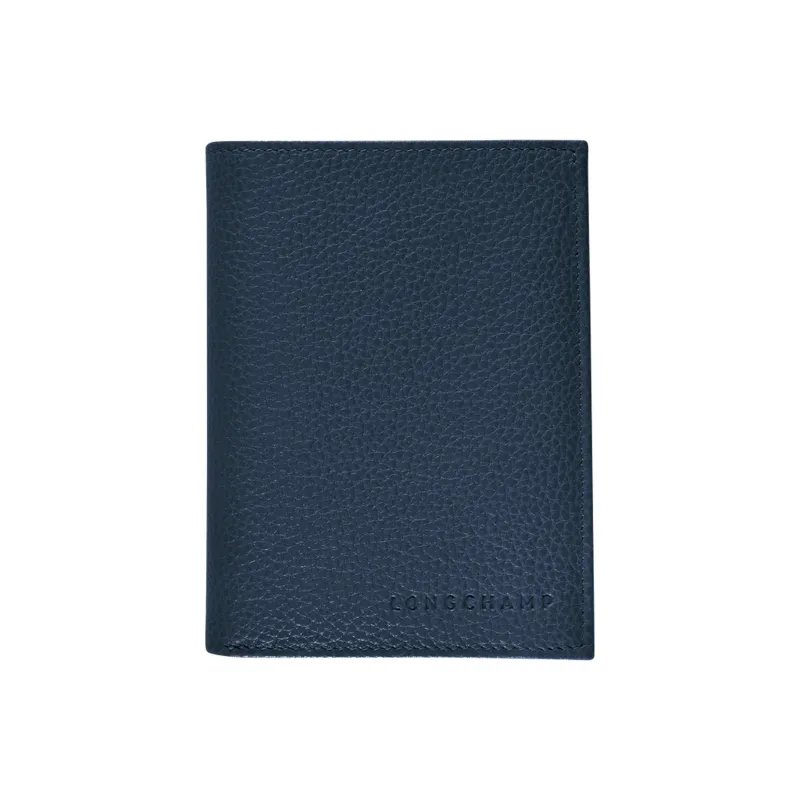 LONGCHAMP Le Foulonné Cow Leather Wallet Men's Marine Blue-0