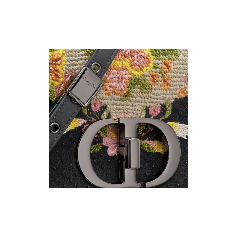 DIOR Caro Leather Shoulder Bag Crossbody Bag Small Size Women's Black-5