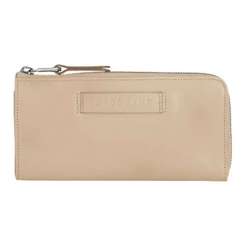 LONGCHAMP 3D Calfskin Wallet Women's Beige