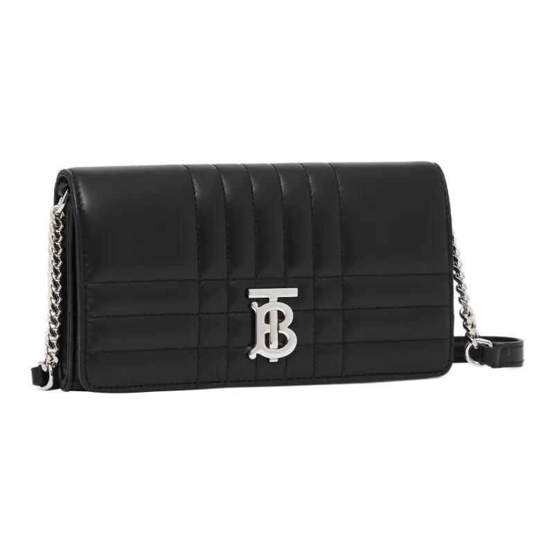 Burberry Lola Lola Bag Lambskin Shoulder Bag Crossbody Bag Chain Wallet Women's Black-1