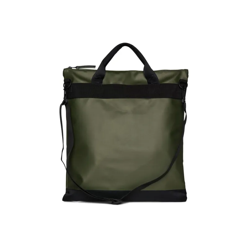 Rains Polyester Tote Bag Shopping Bag Handbag Large Size Unisex Black/Green-4
