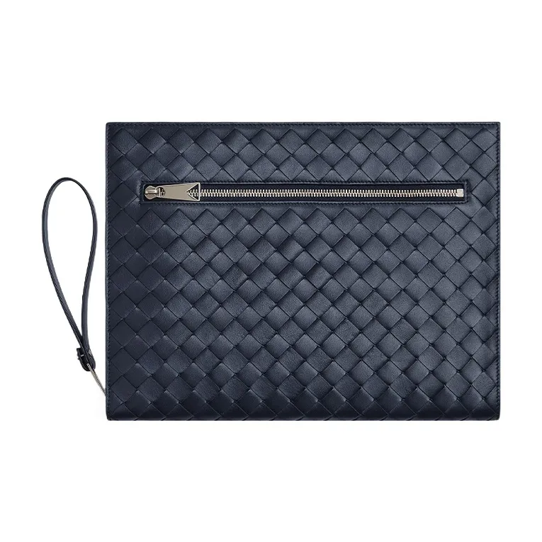 Bottega Veneta Cow Leather Briefcase Storage Bag Medium Size Men's Space Blue-0