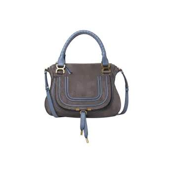 Chloe Marcie Suede With Grained Calfskin Shoulder Bag Crossbody Bag Handbag Women's Cashmere Gray