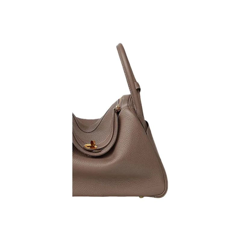 HERMES Lindy Clemence Bullock Leather One Shoulder Handbag Regular Women's 18 Etoupe Elephant Gray-4