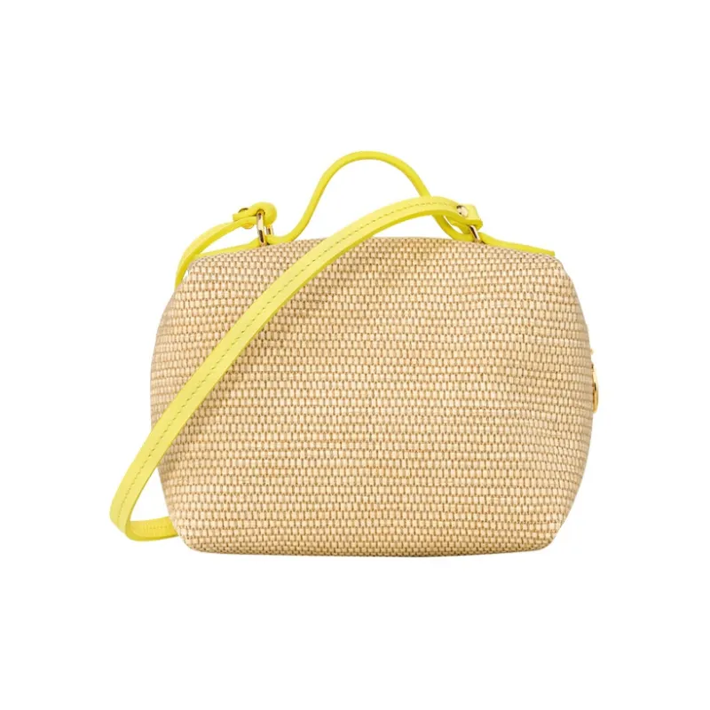 LONGCHAMP Le Panier Pliage Canvas With Leather Portable Canvas Shoulder Bag, Crossbody Bag Mini Women's Yellow-2