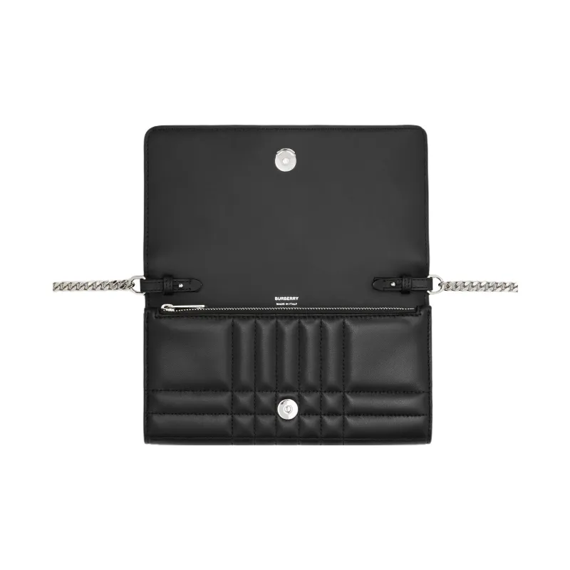 Burberry Lola Lola Bag Lambskin Shoulder Bag Crossbody Bag Chain Wallet Women's Black-5