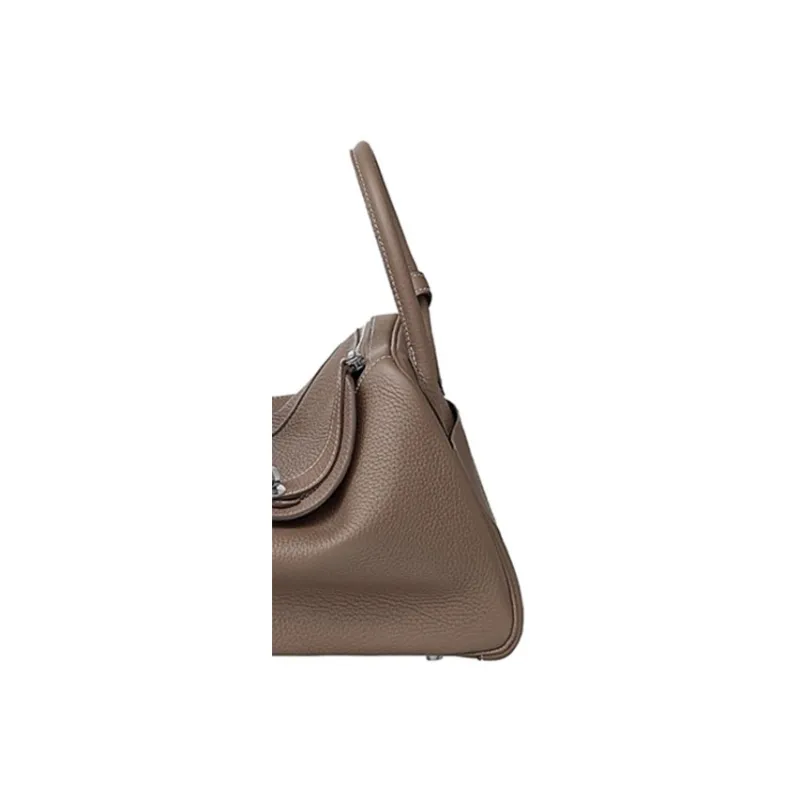 HERMES Lindy Taurillon Clemence Cow Leather Handbag, Shoulder Bag Women's 18 Etoupe Elephant Gray-4