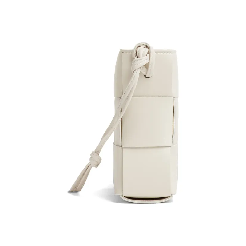 Bottega Veneta Cassette Pouch On Strap Intreccio Chalk-1