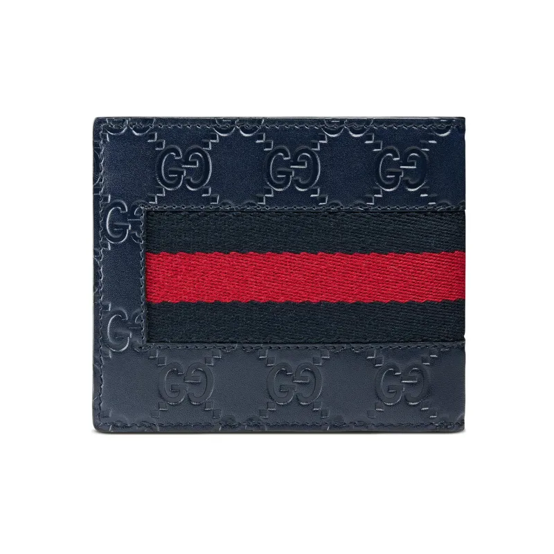 GUCCI Leather Wallet Men's Marine Blue-1