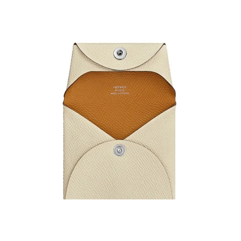 HERMES Bastia Cow Leather Wallet Women's Sesame-Colored-2