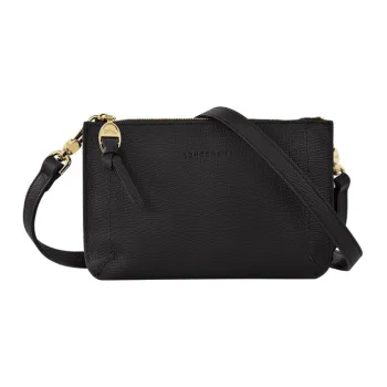 LONGCHAMP Mailbo Grained Cow Leather Messenger Bag Shoulder Bag Crossbody Bag Wallet Women's Black