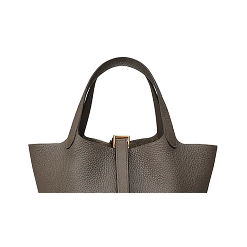 HERMES Picotin Lock Little Bull Leather Basket Bag, Bucket Bag, Handbag 18 Women's Tin Gray-3
