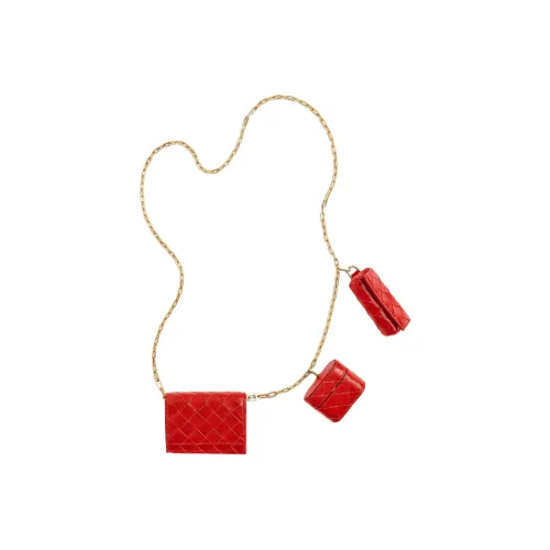 Bottega Veneta Cow Leather 3 in 1 Chain Card Holder Women's Crimson Sand Red