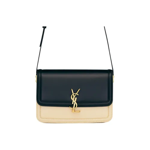 SAINT LAURENT SOLFERINO Cow Leather Tofu Bag Shoulder Bag Crossbody Bag Medium Size Women's Black/Beige