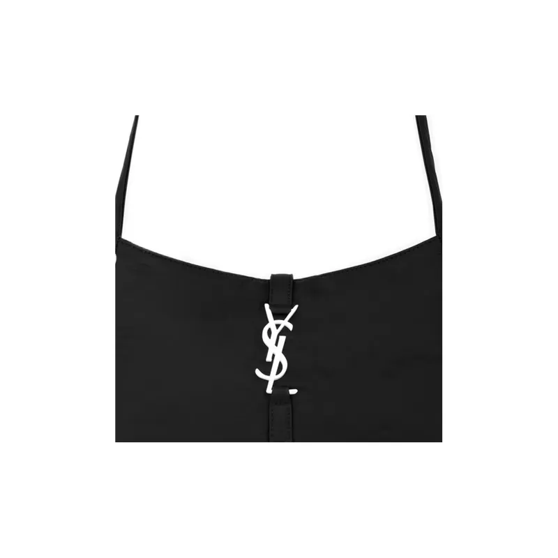 SAINT LAURENT LE5A7 Recycled Nylon Shoulder Bag, Crossbody Bag Women's Black/White-5