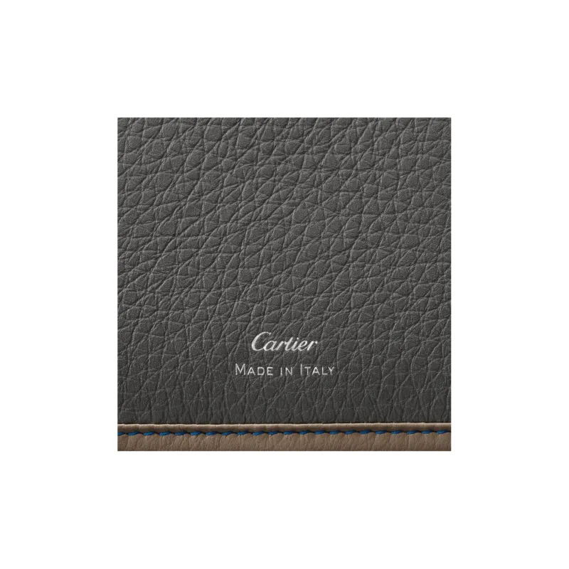 CARTIER Must De Cartier Textured Calfskin Card Holder Men's Taupe/Blue-4