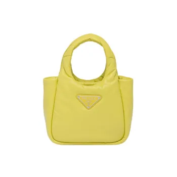 PRADA Soft Sheep Leather Handbag Mini Women's Yellow