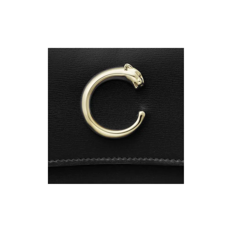 CARTIER Panthère De Cartier Calfskin Wallet Women's Black-4