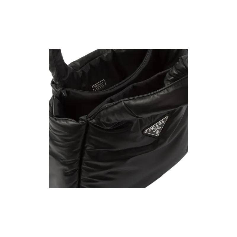 PRADA Soft Sheep Leather Tote Bag, Shopping Bag, Handbag Women's Black-3