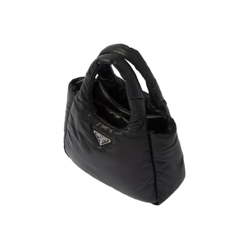 PRADA Soft Sheep Leather Tote Bag, Shopping Bag, Handbag Women's Black-1