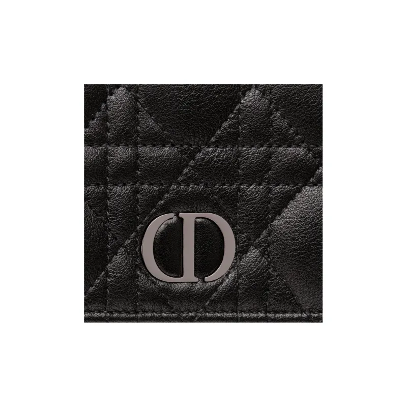 DIOR Caro Soft Cow Leather One Shoulder Crossbody Clutch Regular Women's Black-5