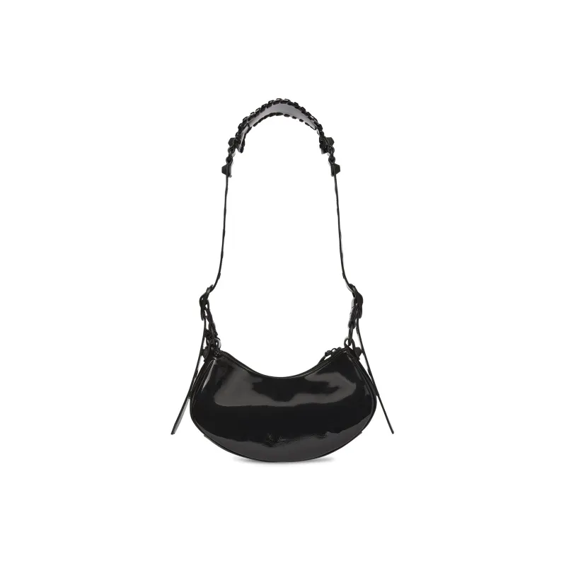Balenciaga Le Cagole Xs Shoulder Bag In Patent Fabric Black-3