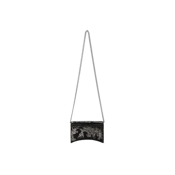 Balenciaga Hourglass Cow Leather Clutch Women's Black-4