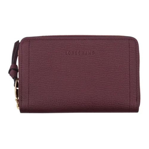 LONGCHAMP Mailbo Grained Cow Leather Wallet Women's Red