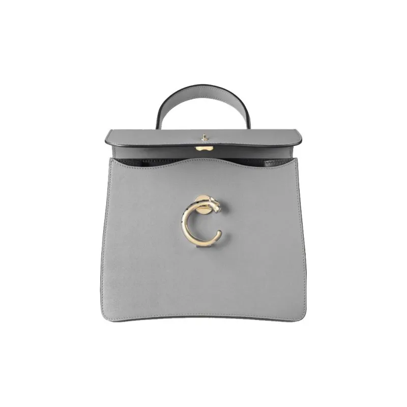 CARTIER Panthère De Cartier Calfskin Shoulder Bag Crossbody Bag Handbags Small Size Women's Gray-4
