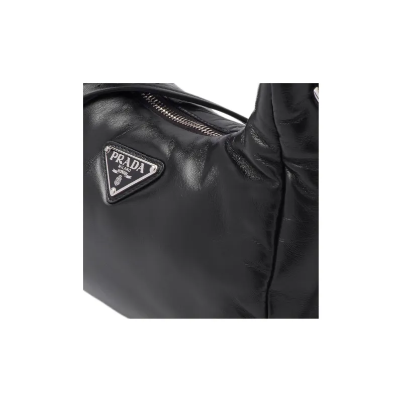 PRADA Soft Sheep Leather Shoulder Bag, Crossbody Bag, Handbag Mini Women's Black-6