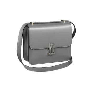 CARTIER Calfskin Shoulder Bag Crossbody Bag Mini Women's Gray
