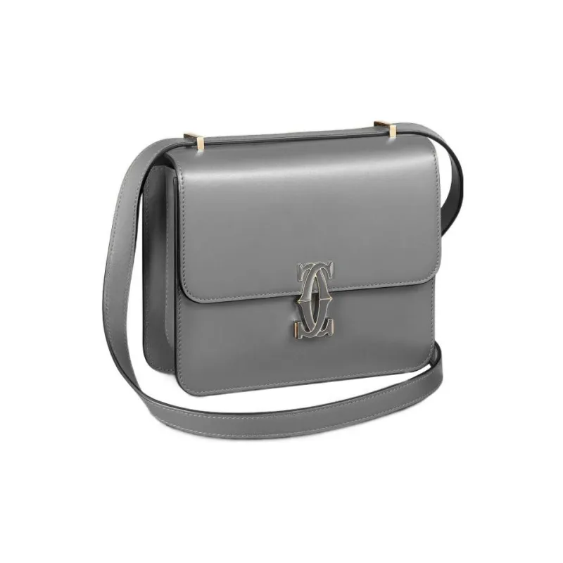 CARTIER Calfskin Shoulder Bag Crossbody Bag Mini Women's Gray-0