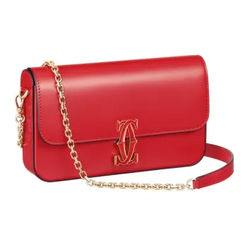 CARTIER Panthère De Cartier Calfskin Shoulder Bag Crossbody Bag Mini Women's Red