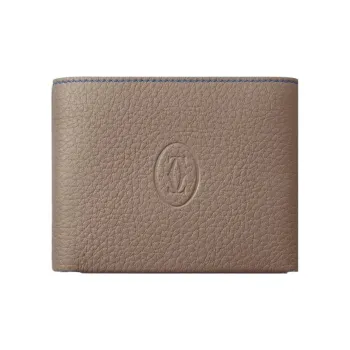 CARTIER Must De Cartier Textured Calfskin Card Holder Men's Taupe
