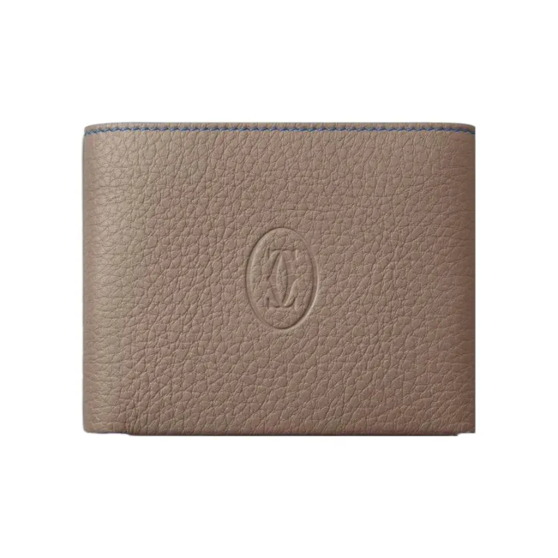 CARTIER Must De Cartier Textured Calfskin Card Holder Men's Taupe-0