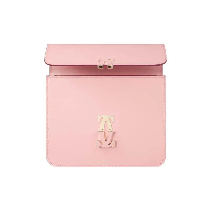 CARTIER Double C Calfskin Shoulder Bag Crossbody Bag Mini Women's Pink-4