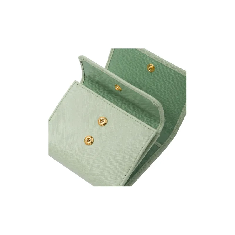 PRADA Saffiano Leather Wallet Mini Women's Green-5