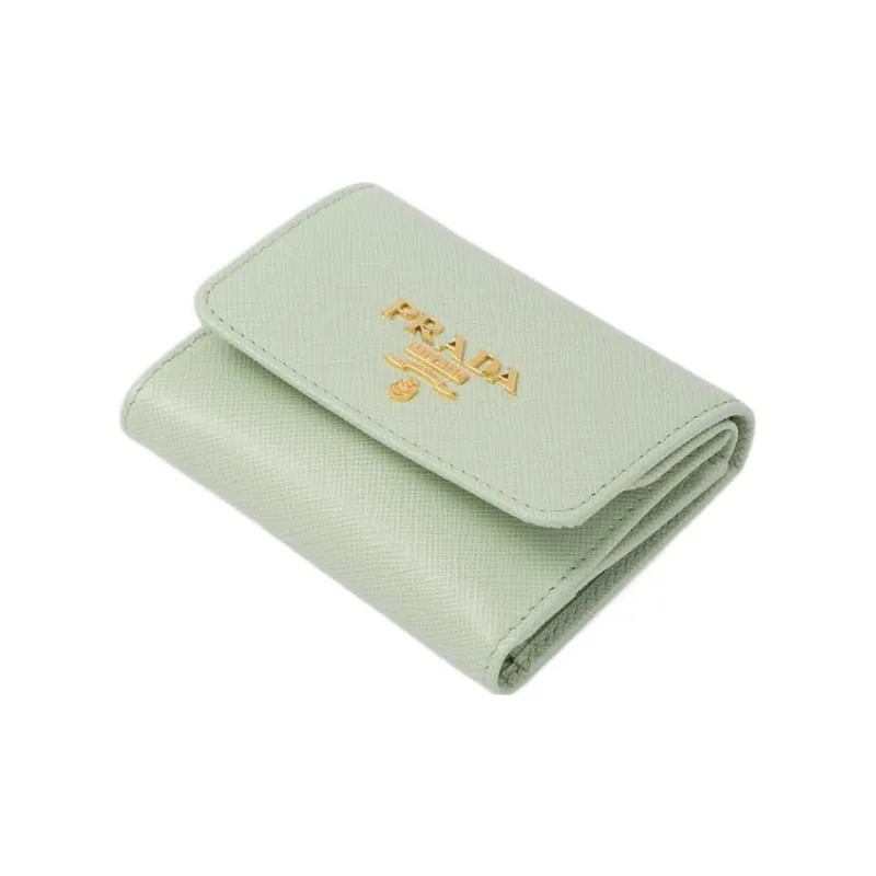 PRADA Saffiano Leather Wallet Mini Women's Green-3