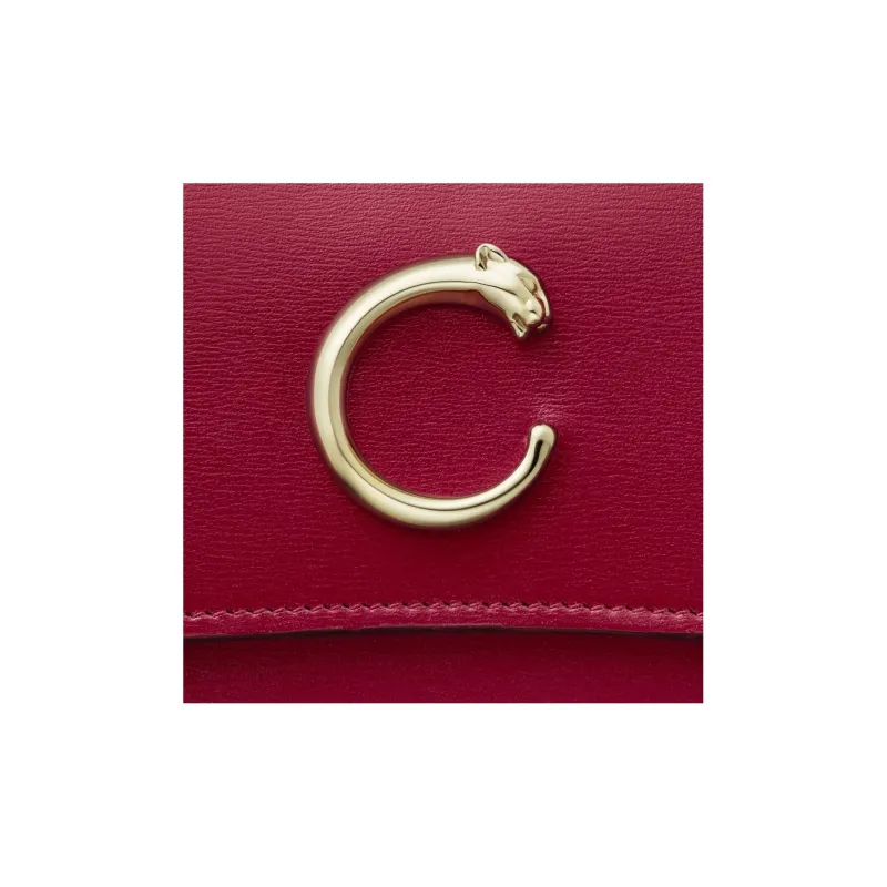 CARTIER Panthère De Cartier Calfskin Wallet Women's Red-4