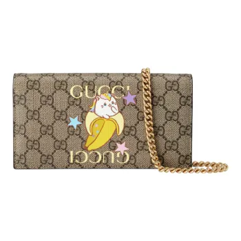 GUCCI Bananya Banana Meow Collaboration Canvas Chain Bag Shoulder Bag Crossbody Bag Wallet Women's Beige/Ebony