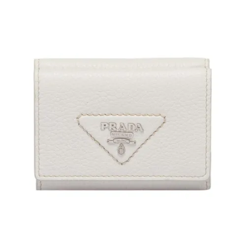 PRADA Leather Wallet Men's White