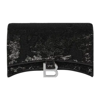 Balenciaga Hourglass Cow Leather Clutch Women's Black
