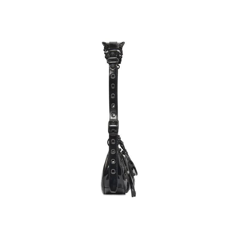 Balenciaga Le Cagole Xs Shoulder Bag In Patent Fabric Black-2