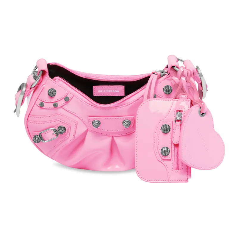 Balenciaga Le Cagole Shoulder Bag Xs Pink Patent-4